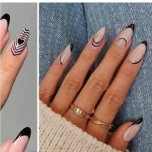 Chic Black and Nude Nail Art